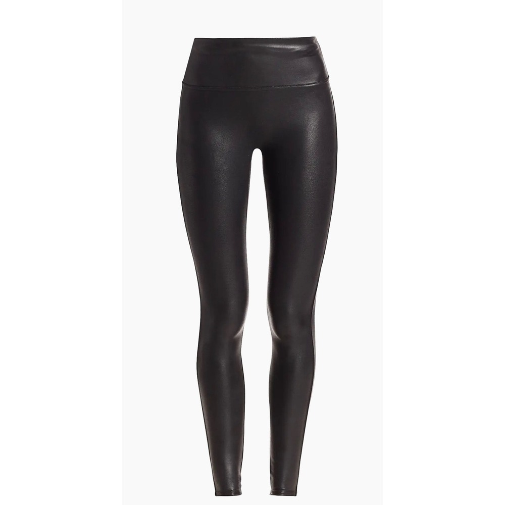 Spanx Faux Leather Leggings Very Black High Waisted Shaping Large - Picture 2 of 5